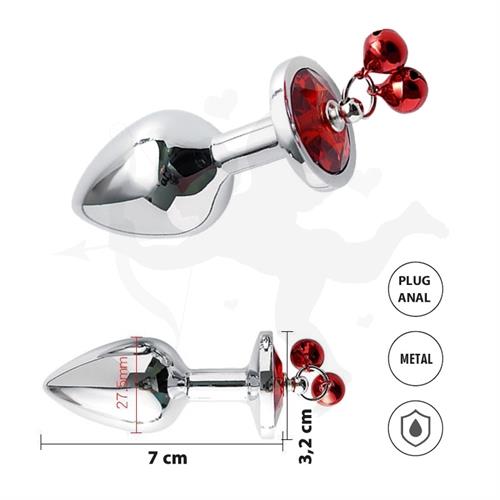 Centaurus Rojo S: Plug Anal Small con Cascabeles